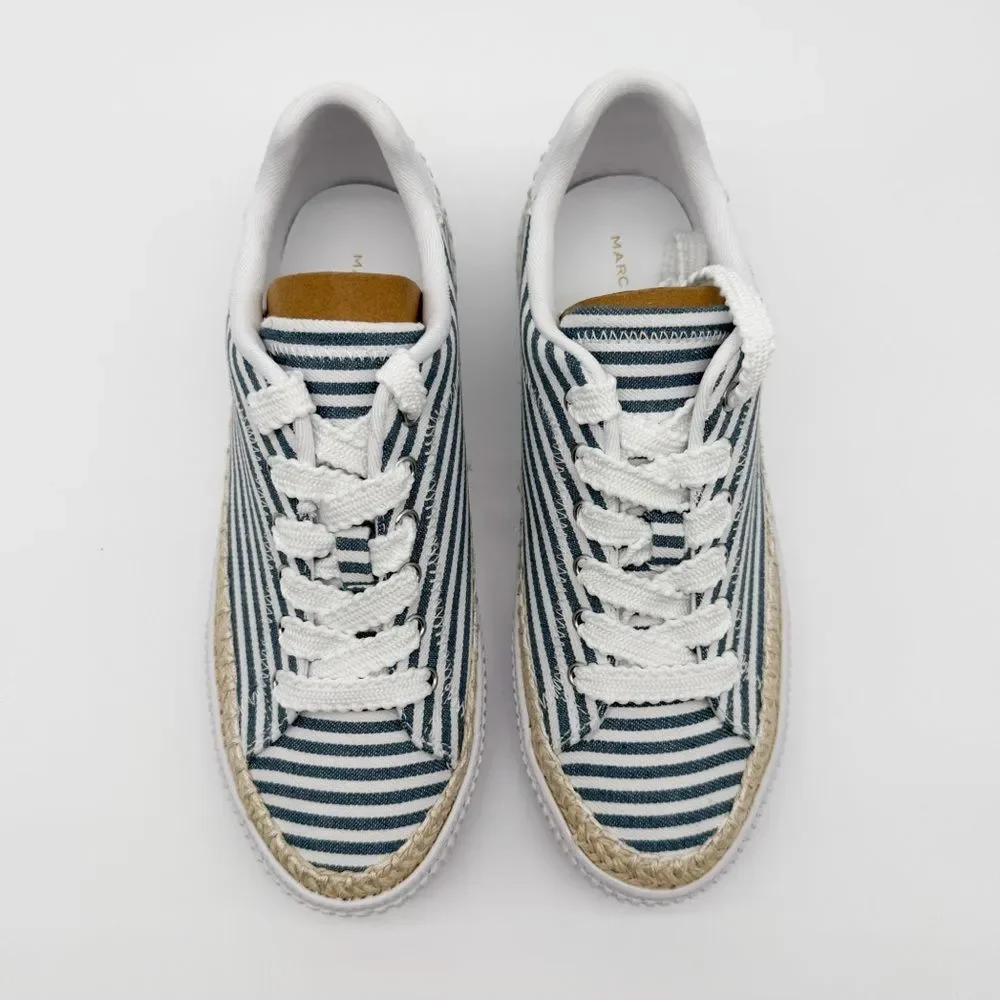Marc Fisher Spryng Stripe Canvas Lace Up Sneaker Blue White Casual 10 NEW - Picture 6 of 16